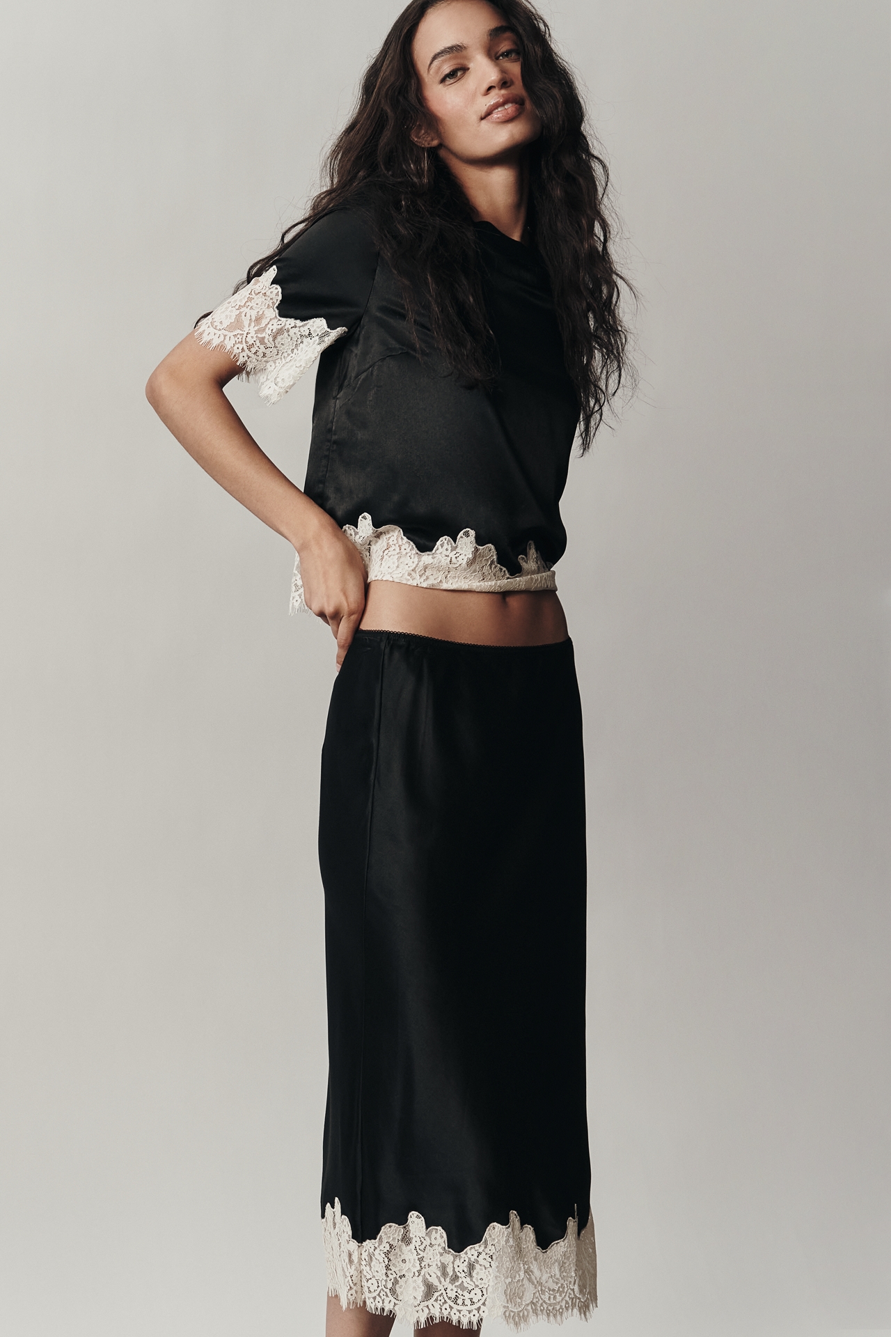 Sanctuary Lace-Trim Midi Skirt