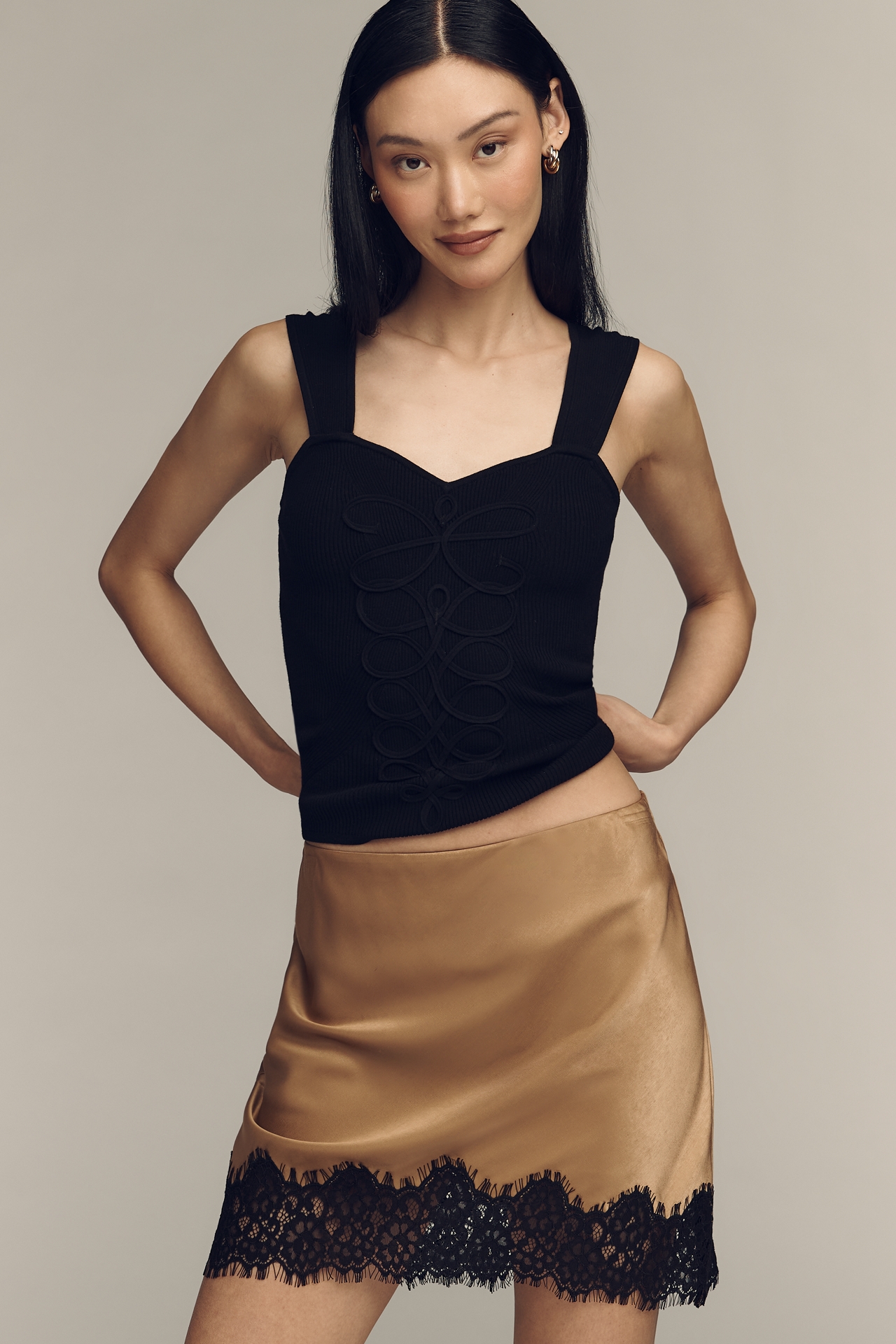 Sanctuary Satin Lace Skirt