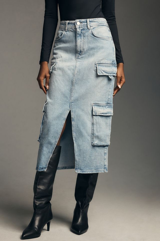 Pilcro Cargo Denim Midi Skirt #1