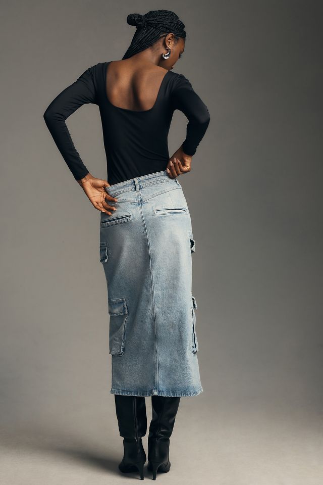 Pilcro Cargo Denim Midi Skirt #2