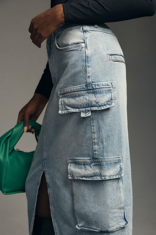 Pilcro Cargo Denim Midi Skirt #3