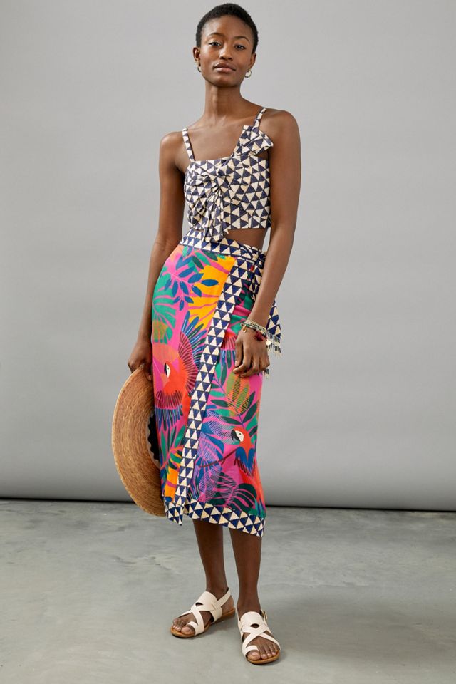 Farm Rio Quintana Wrap Midi Skirt | Anthropologie