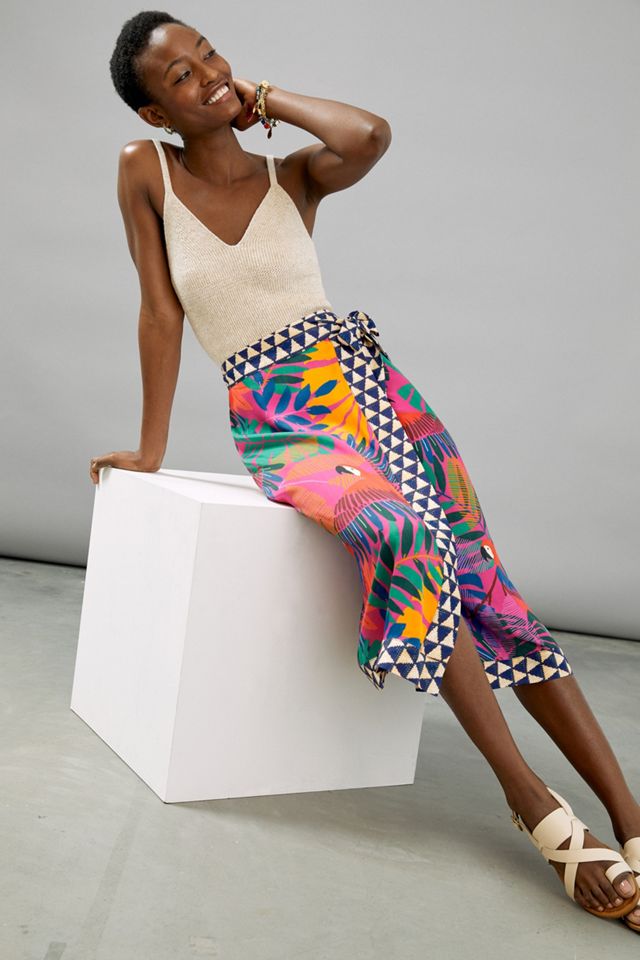 Farm Rio Quintana Wrap Midi Skirt | Anthropologie