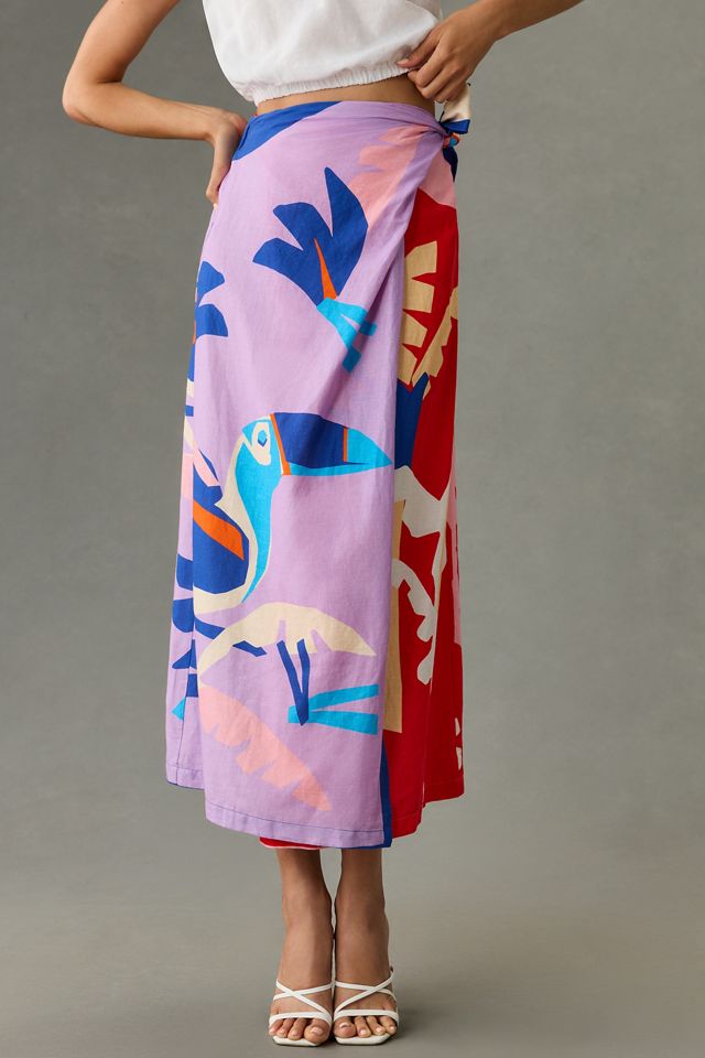 Farm Rio x Anthropologie Geo Wrap Linen Skirt #1
