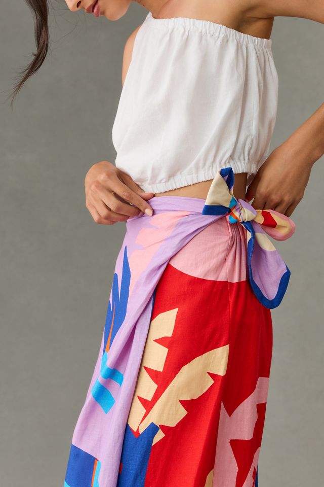 Farm Rio x Anthropologie Geo Wrap Linen Skirt #3
