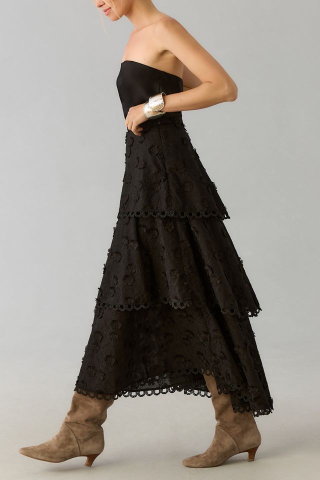 Farm Rio 3D Flower Tiered Midi Skirt #2