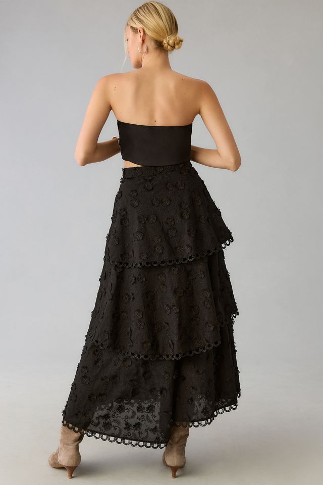 Farm Rio 3D Flower Tiered Midi Skirt #3