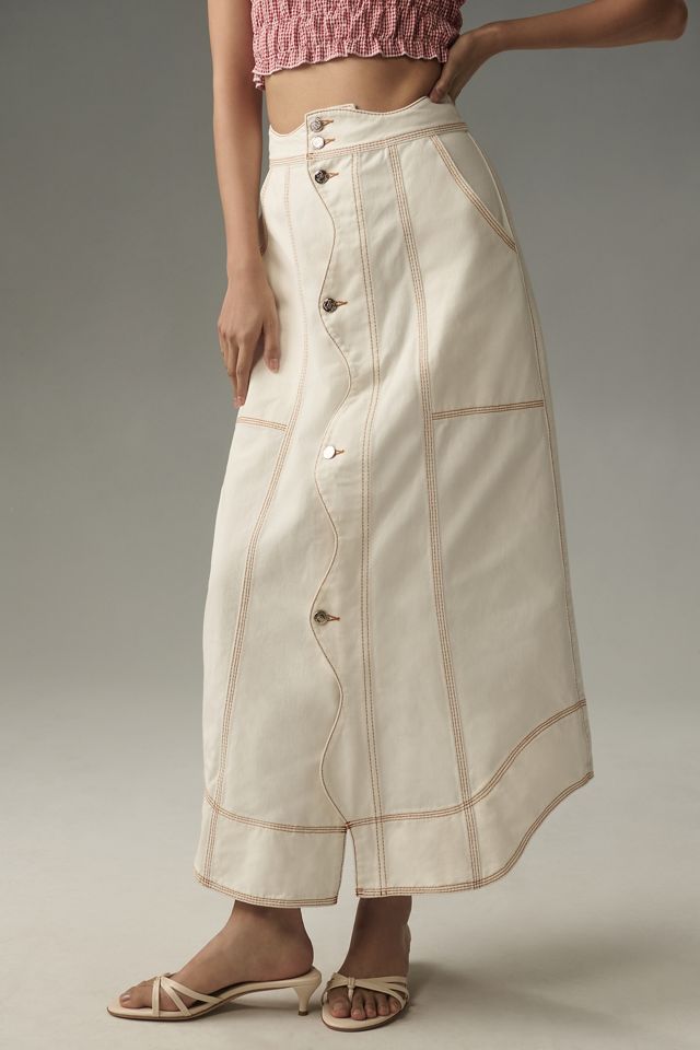 Farm Rio Denim Wave Maxi Skirt #1