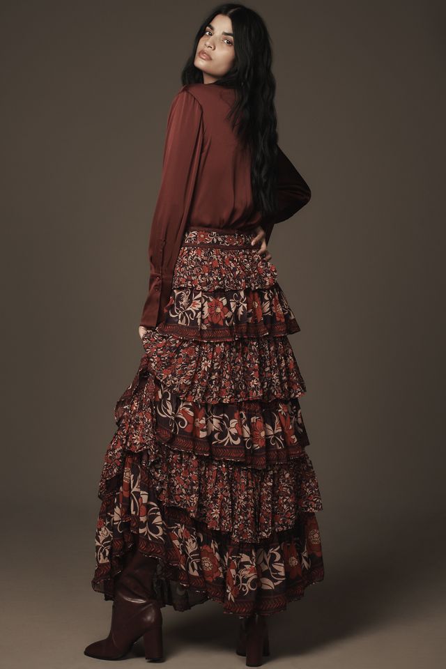 Farm Rio Chelsea Garden Ruffle Midi Skirt #2