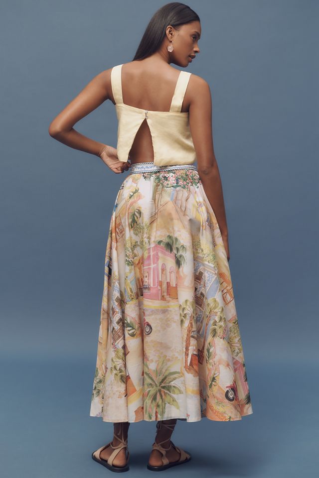 Farm Rio Aracati Printed Poplin Midi Skirt #2