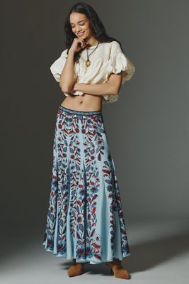 リエラ RIXO Ripeka Tiered Eyelet Maxi Skirt | Anthropologie