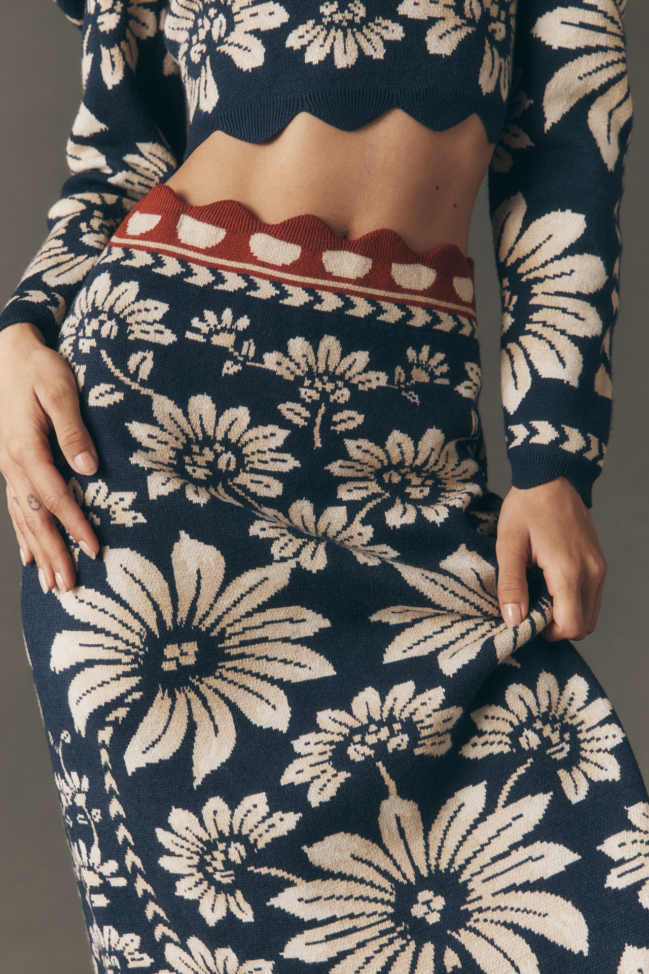 Farm Rio Luna Midi Sweater Skirt