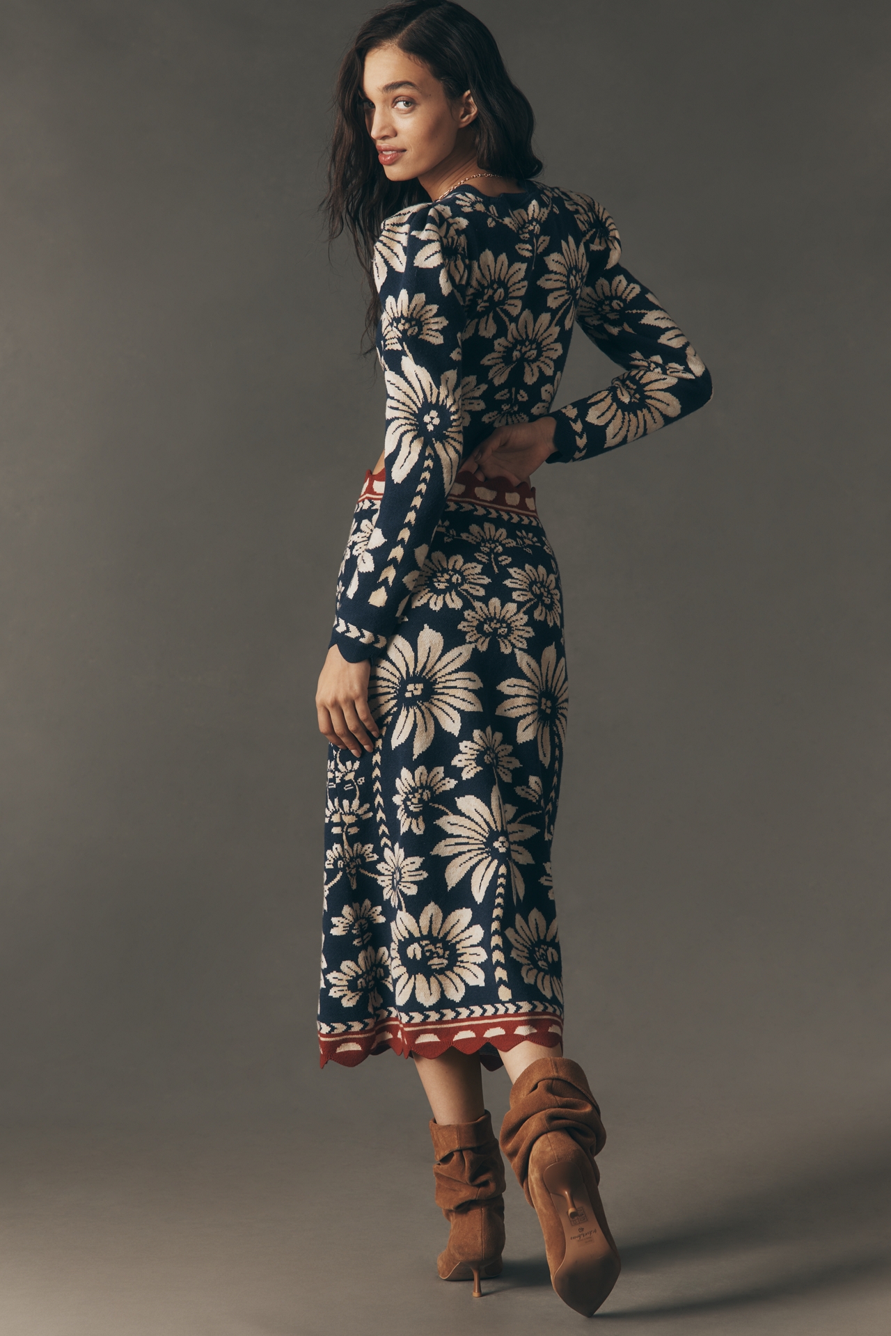 Farm Rio Luna Midi Sweater Skirt