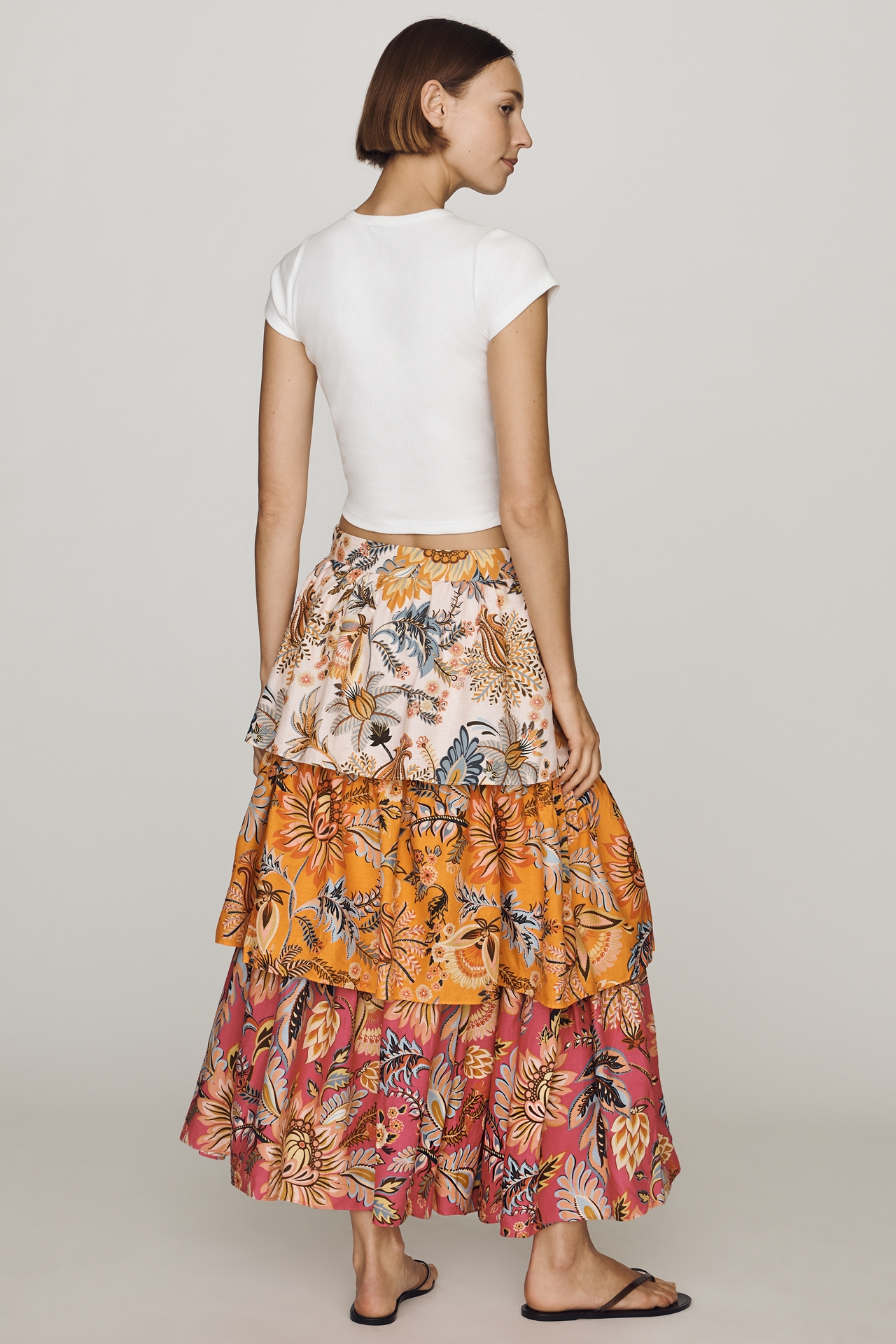Farm Rio Linen Mixed Floral Mini Skirt