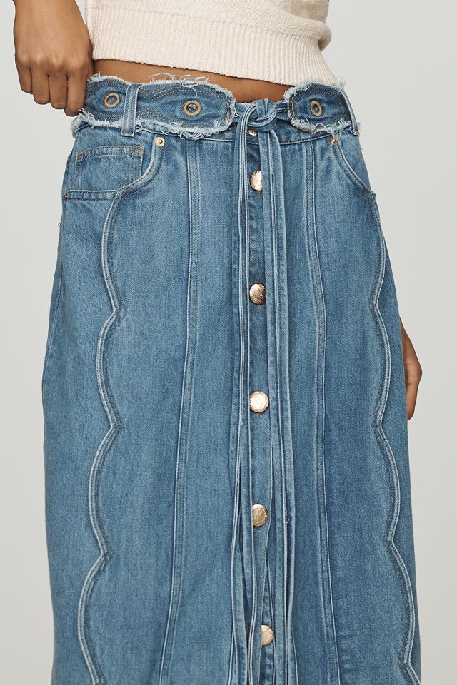 Farm Rio Ora Denim Midi Skirt #1