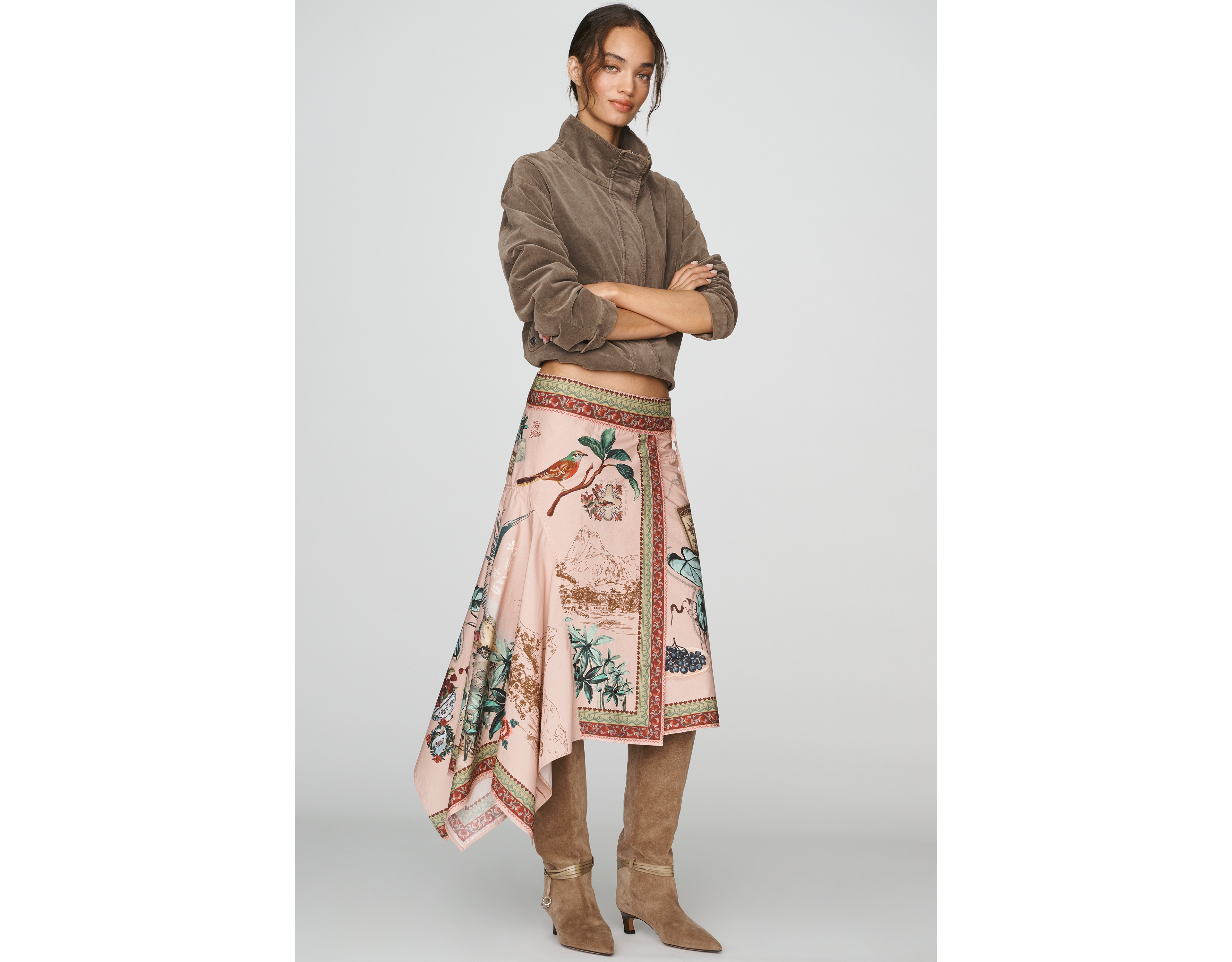 Farm Rio Poetry 100% Cotton Midi Skirt