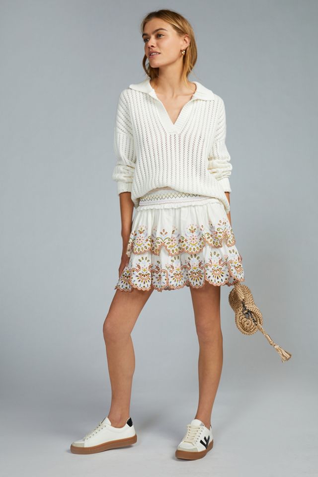 Tiered Eyelet Mini Skirt #1