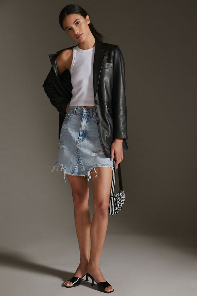 Pilcro Destroyed Denim Mini Skirt #4