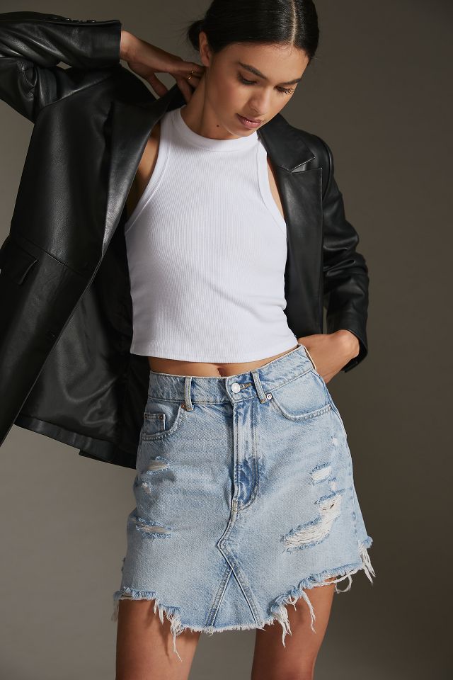 Destroyed best sale denim skirt