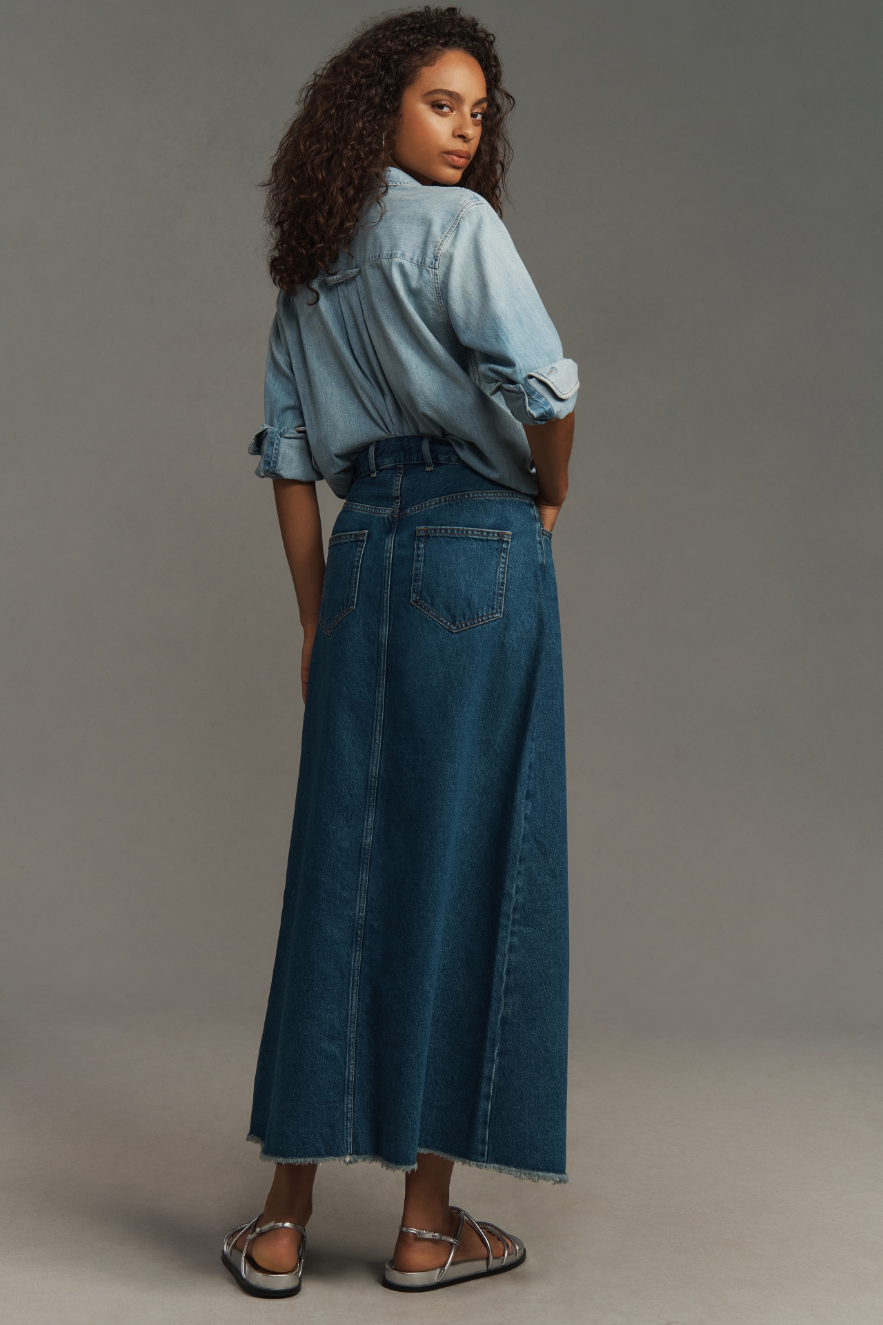 The Madi Front-Slit Denim Skirt by Pilcro