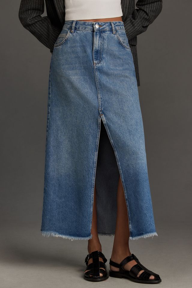 Pilcro Madi Front-Slit Denim Maxi Skirt | Anthropologie UK display picture 1