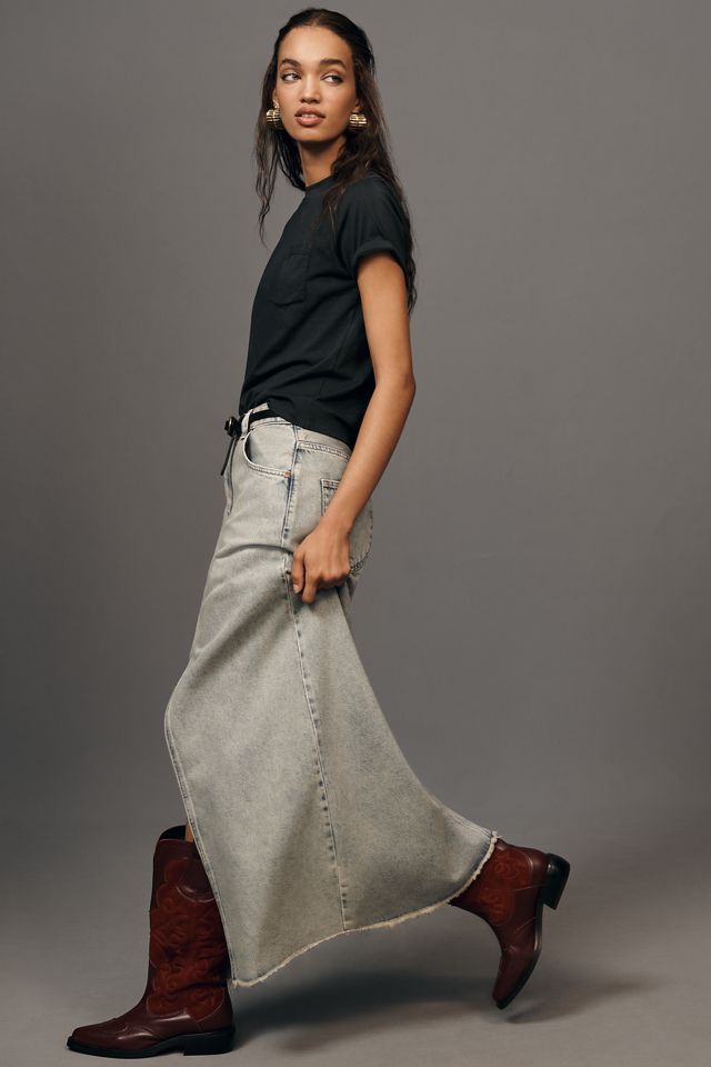 The Madi Front-Slit Denim Skirt by Pilcro