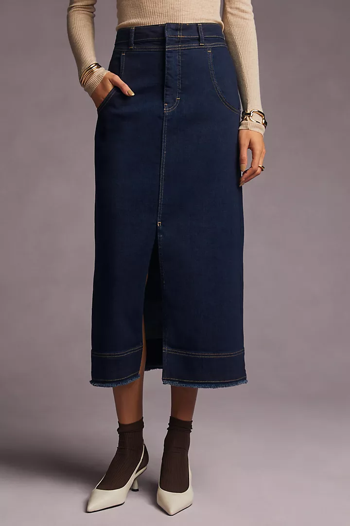 Pilcro Front-Slit Denim Skirt