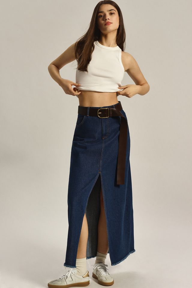The Madi Front-Slit Denim Skirt by Pilcro #3