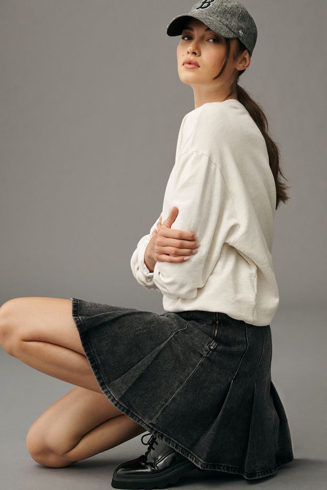 Pilcro Pleated Denim Mini Skirt