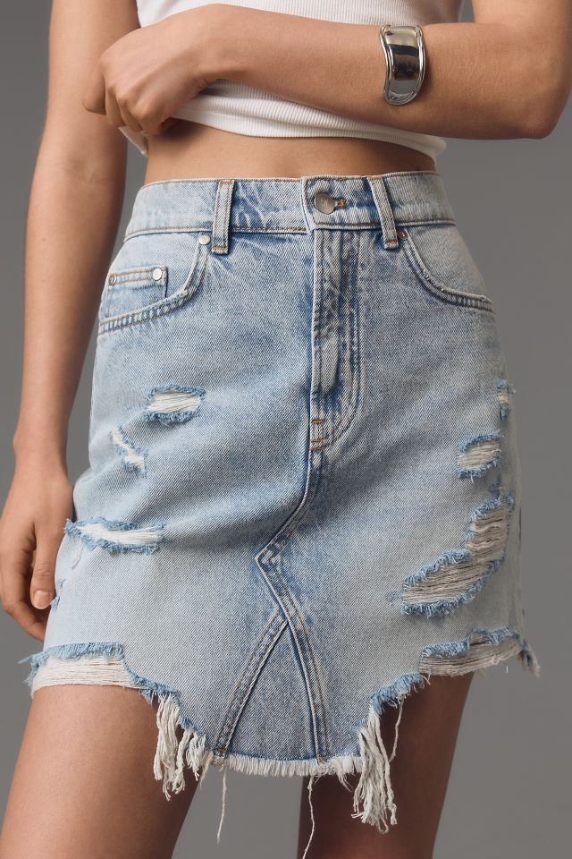 Pilcro Frayed Denim Mini Skirt | Anthropologie