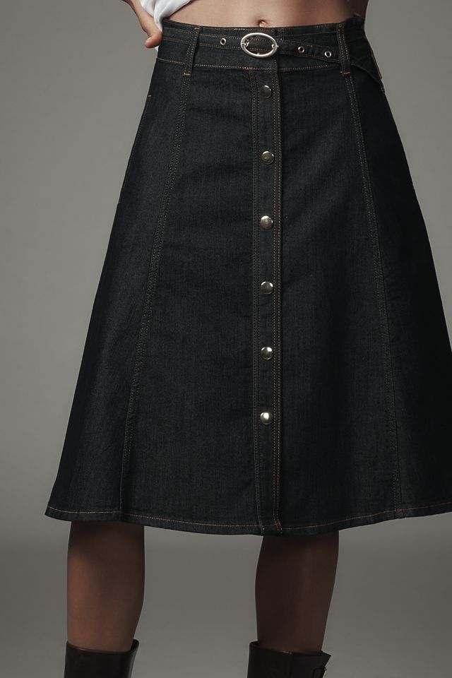 Pilcro Button-Front Denim Midi Skirt #1