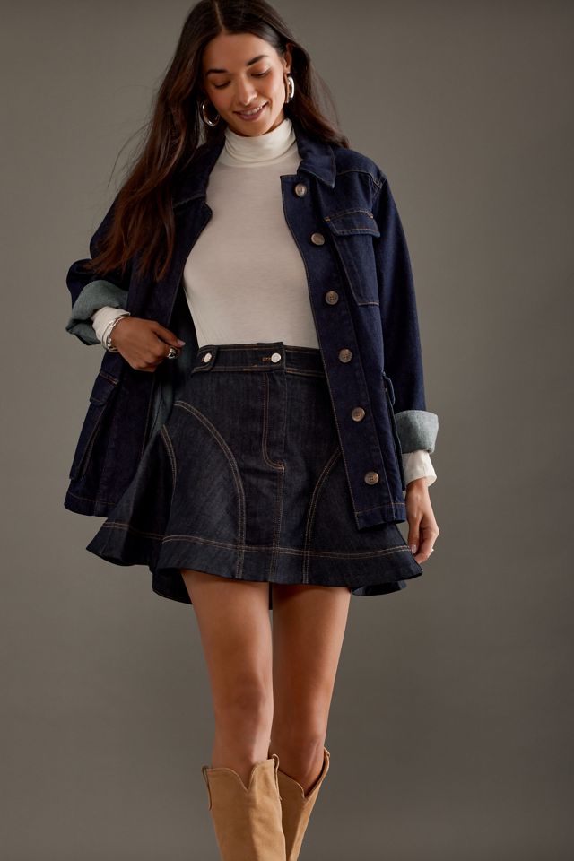 Mini-jupe en denim sculpté Pilcro #3