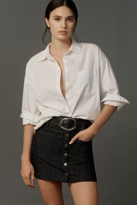 Pilcro Button-Front Denim Mini Skirt