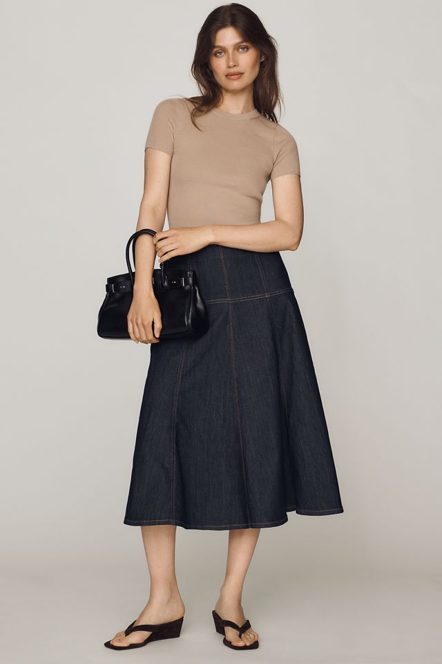 Maeve Twyla Paneled-Denim Midi Skirt #2