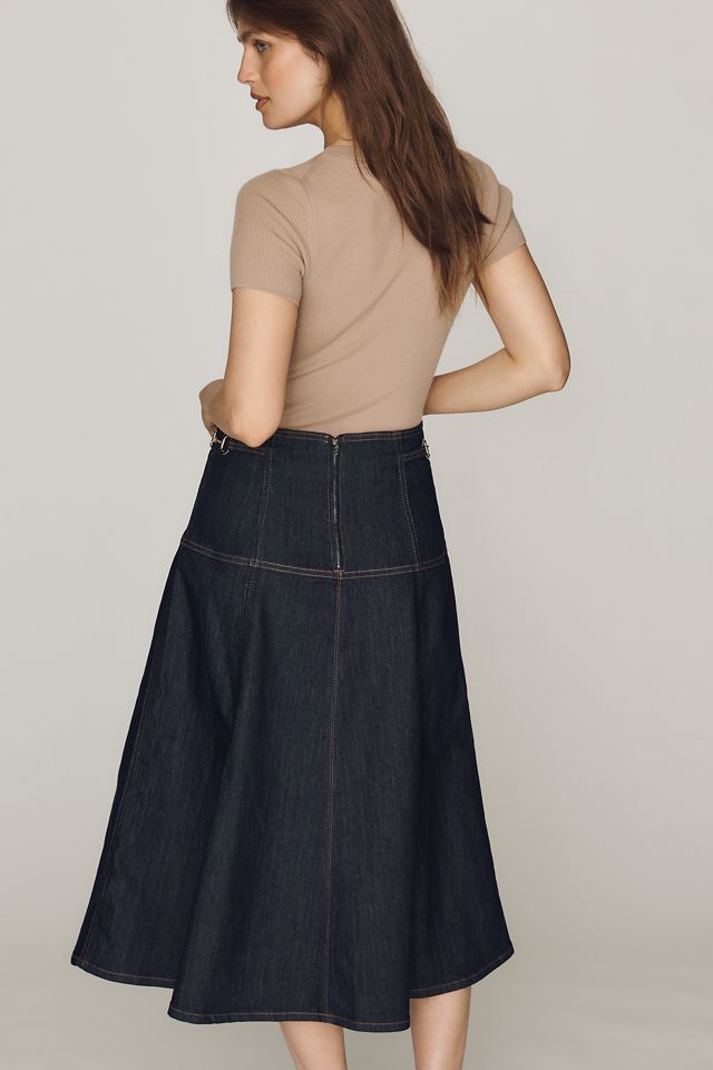 Maeve Twyla Paneled-Denim Midi Skirt #3