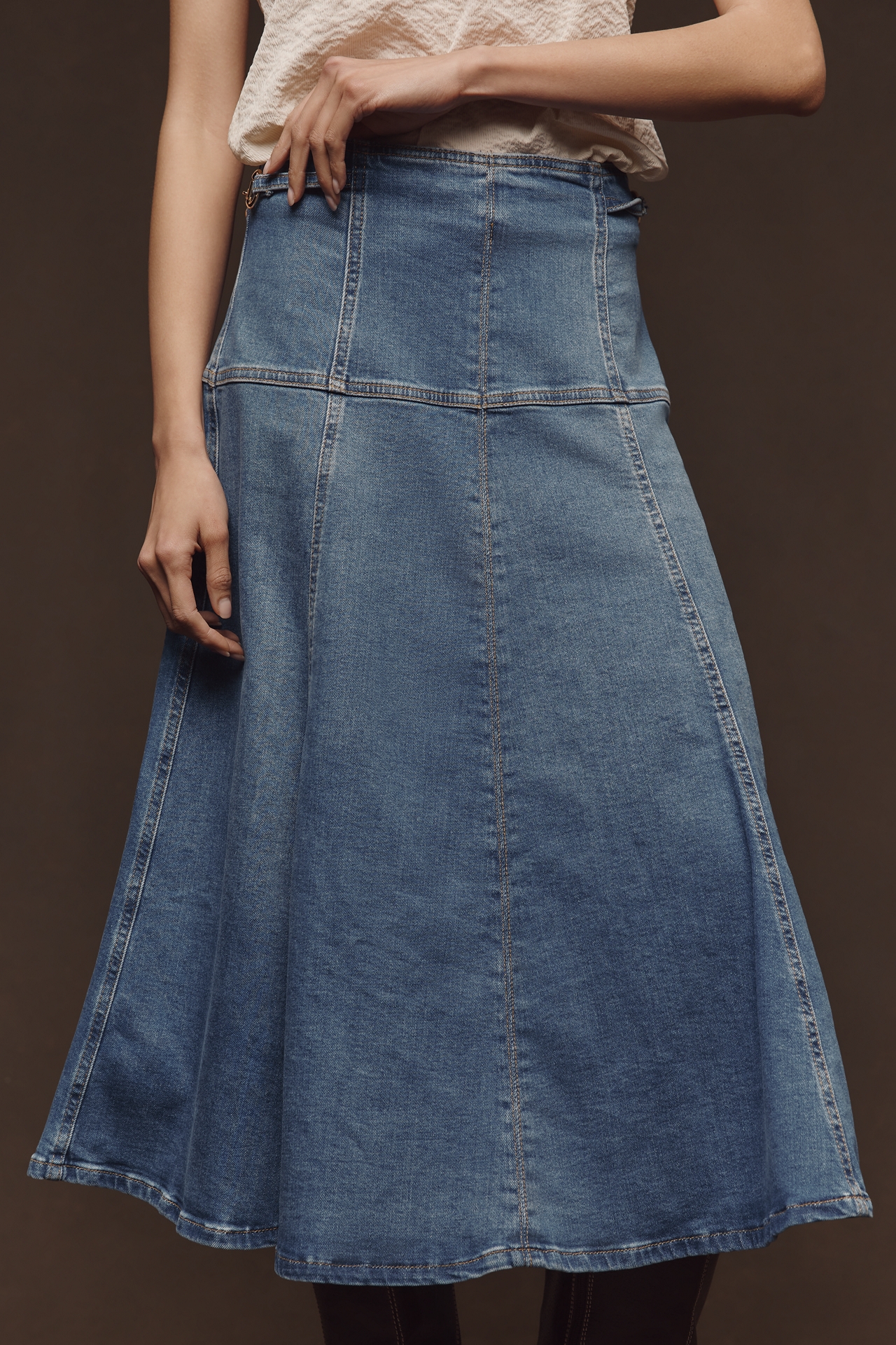 Maeve Waisted Denim Maxi Skirt