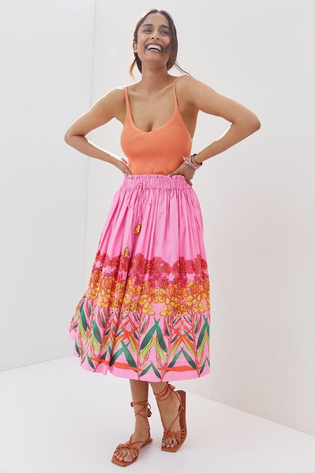 Embroidered Midi Skirt | Anthropologie