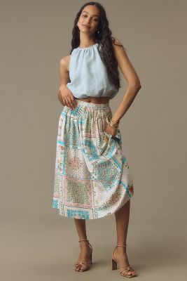 Shop Hunter Fallon Midi Skirt In Multicolor