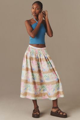 Shop Hunter Fallon Midi Skirt In Multicolor