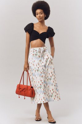Hunter Coolidge A-line Belted Midi Skirt In Multi