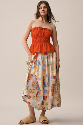 Alexis Pleated Linen Blend Skirt