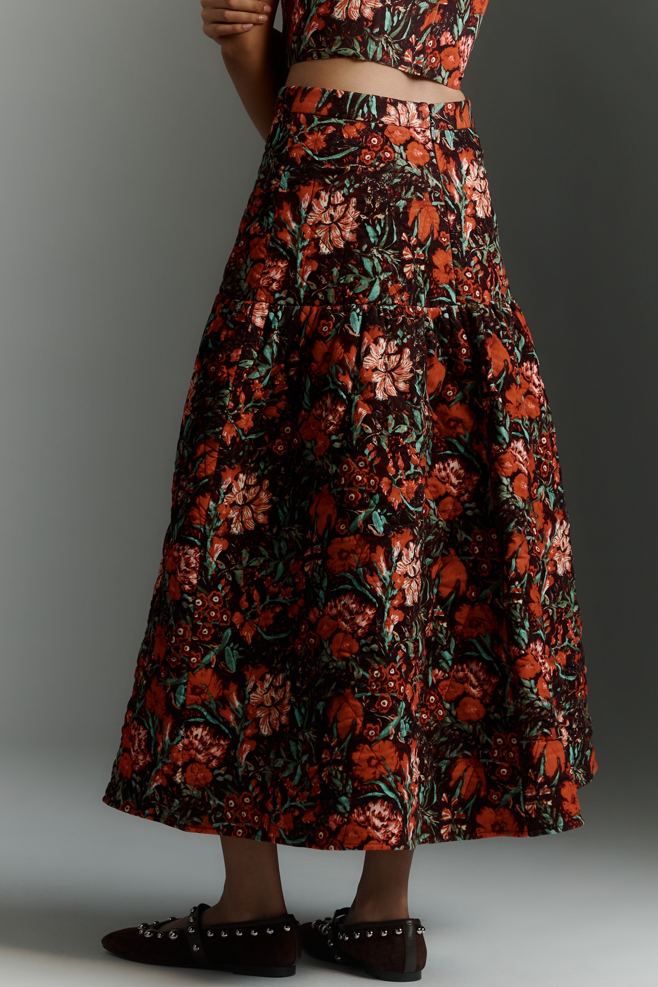 Hunter Bell Remy Floral Velour Midi Skirt
