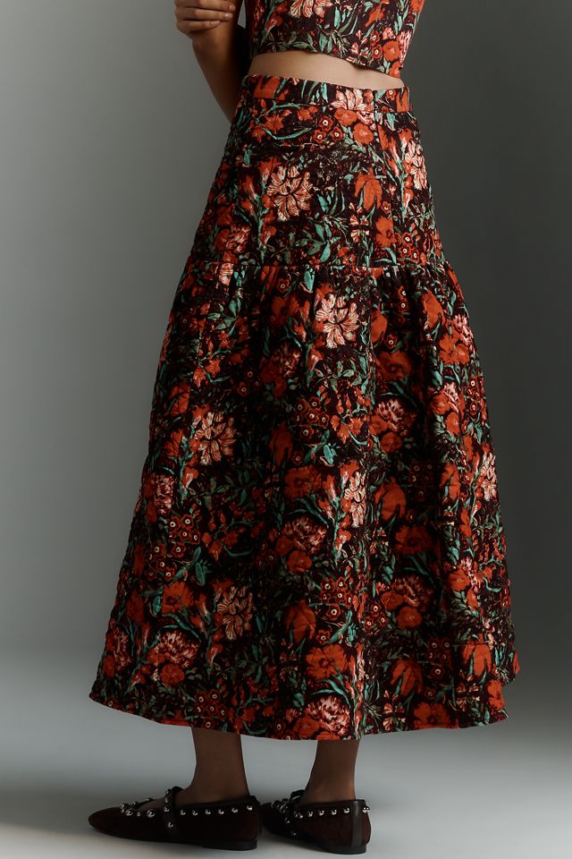 Hunter Bell Remy Floral Velour Midi Skirt