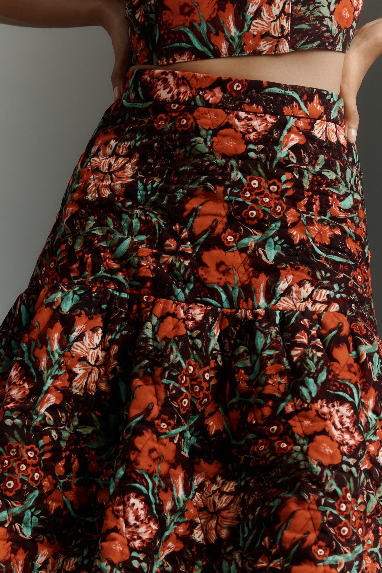 Hunter Bell Remy Floral Velour Midi Skirt