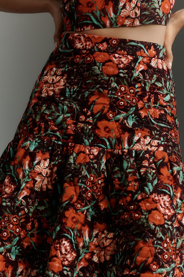 Hunter Bell Remy Floral Velour Midi Skirt | Anthropologie