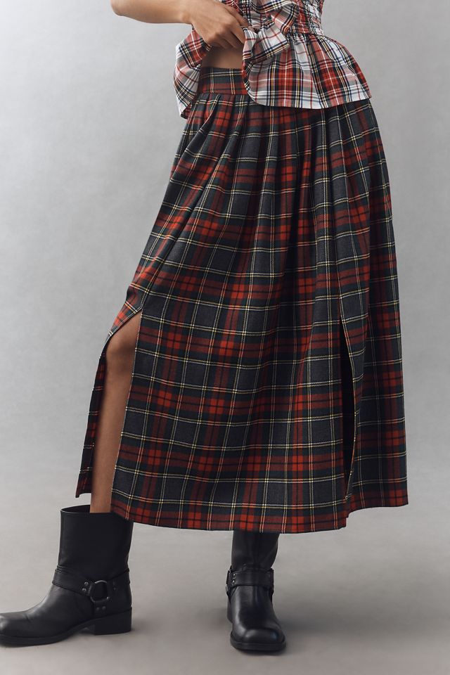 Hunter Bell Dominic Pleated Wool Midi Skirt #1
