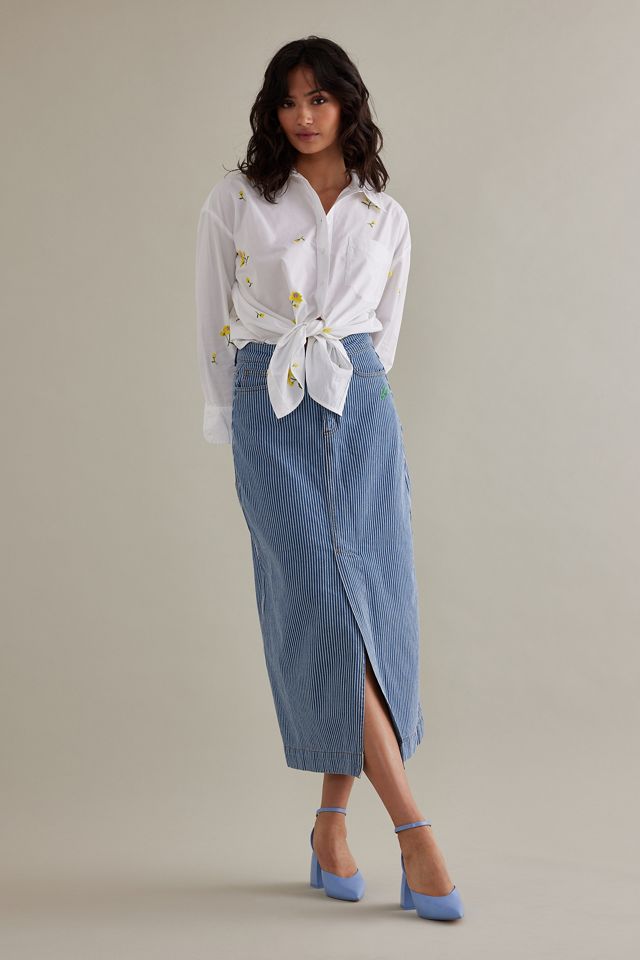 Gonna di Jeans Midi a Righe Hickory Damson Madder #3