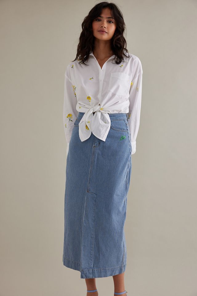Gonna di Jeans Midi a Righe Hickory Damson Madder #4