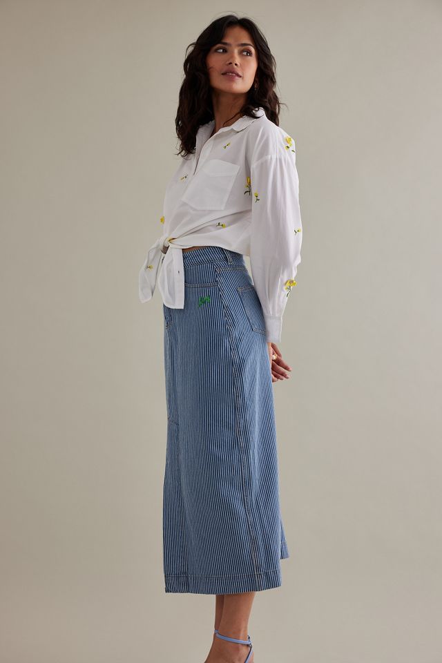 Gonna di Jeans Midi a Righe Hickory Damson Madder #2