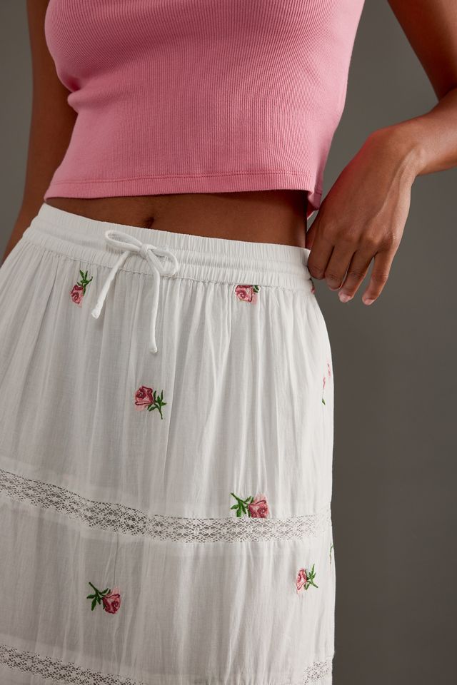 【新品未使用】maddermadder walk in garden skirt Damson Madder Eden Floral Embroidered Midi Skirt | Anthropologie UK